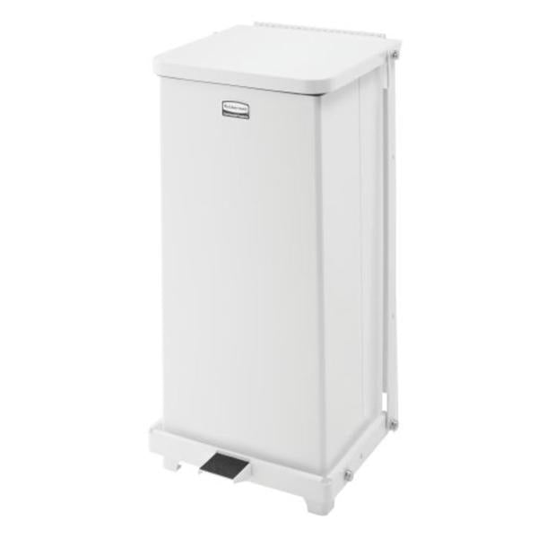 Can Trash Defenders Steel 6.5gal Step-On Pedal Flat Lid Sky White Square Ea